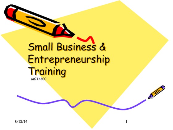 MGT 300 Week 5 Team Assignment Small Business and Entrepreneurship Training