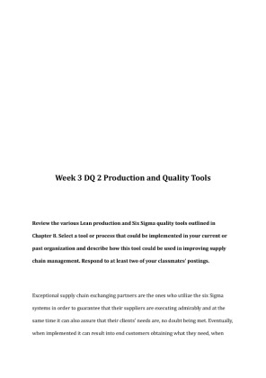 MGT 322 Week 3 DQ 2 Production and Quality Tools