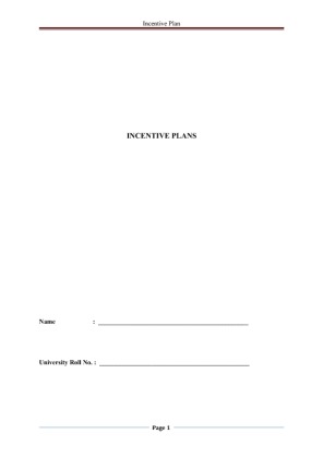 OMM 618 Week 4 Paper Incentive Plans