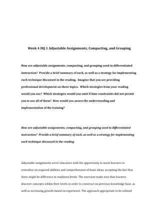 rev Week 4 DQ 1 Adjustable Assignments, Compacting, and Grouping