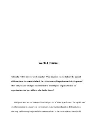 rev Week 4 Journal Personal Reflection