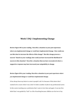 rev Week 5 DQ 1 Implementing Change