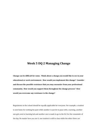 rev Week 5 DQ 2 Managing Change