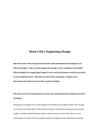 rev Week 6 DQ 1 Supporting Change