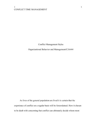 CJA 444 week 3 Individual Assignment Conflict Management Styles
