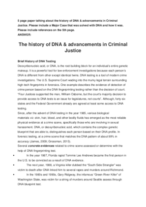 5 page paper talking about the history of DNA & advancements in...