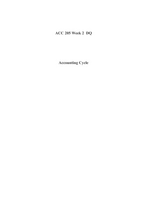 ACC 205 Week 2  DQ Accounting Cycle
