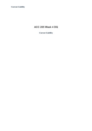 ACC 205 Week 4 DQ Current Liability