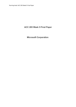 ACC 205 Week 5 Final Paper Microsoft Corporation