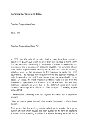ACC 230 Candela Corporations Case