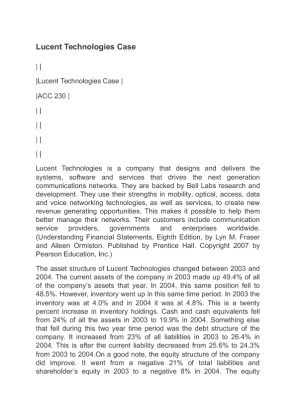 ACC 230  Lucent Technologies Case