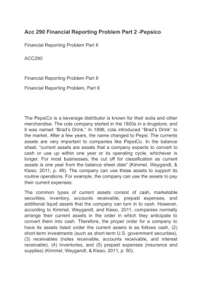 Acc 290 Financial Reporting Problem Part 2  Pepsico