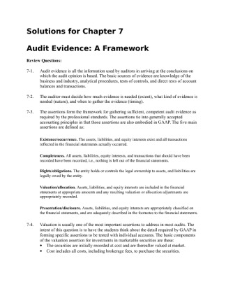 ACC 491 Audit evidence answers chapter 7