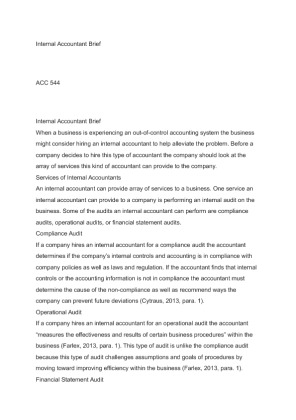 ACC 544 Internal Accountant Brief