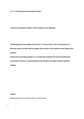 ACC 557 DQ 2 General Accounting Principles