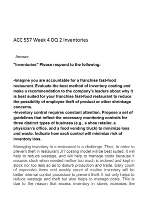 ACC 557 Week 4 DQ 2 Inventories