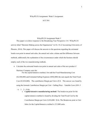 ACC561 WileyPLUS Week 5 Assignment This paper is in direct response to...