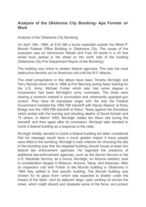 Analysis of the Oklahoma City Bombing APA