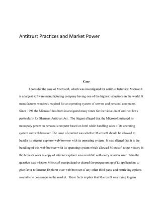 Antitrust Practices and Market Power Microsoft