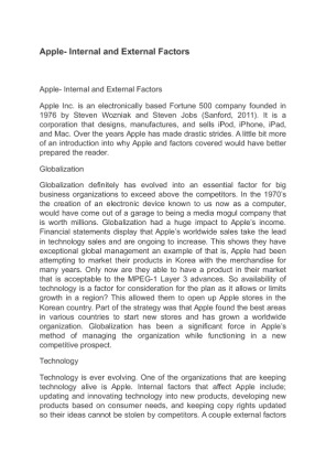 Apple  Internal and External Factors