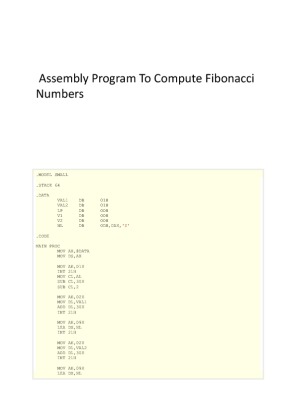 Assembly Program To Compute Fibonacci Numbers