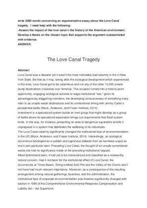 Assess the impact of the love canal n the history of the American...
