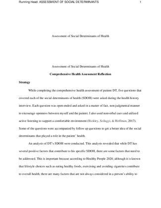 Assessment of Social Determinants of Health