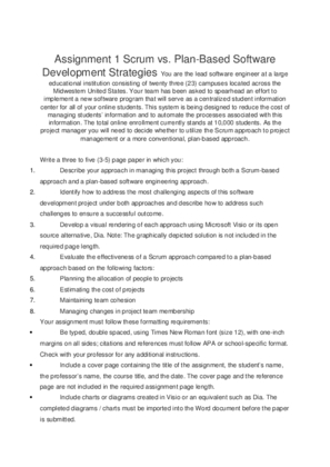 Assignment 1 Scrum vs. Plan Based Software Development Strategies You...