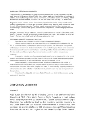 Assignment 2 21st Century Leadership