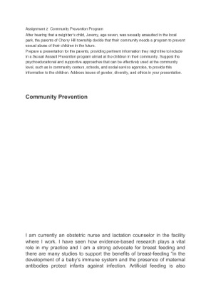 Assignment 2  Community Prevention Program