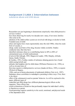 Assignment 2 LASA 1 Interrelation between substance abuse and child abuse