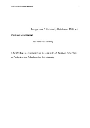 Assignment 3 University Database  ERM and Database Management