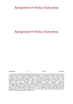 Assignment 4 Policy Outcomes