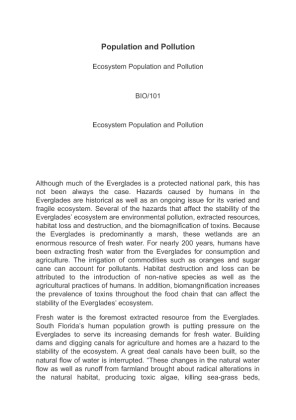 BIO 101 Ecosystem Population and Pollution