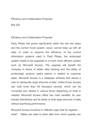 BIS 220 Efficiency and Collaboration Proposal