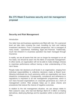Bis 375 Week E business security and risk management proposal