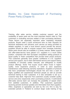 Blades, Inc. Case Assessment of Purchasing Power Parity (Chapter 8)