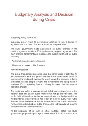 Budgetary Analysis and Decision during Crisis