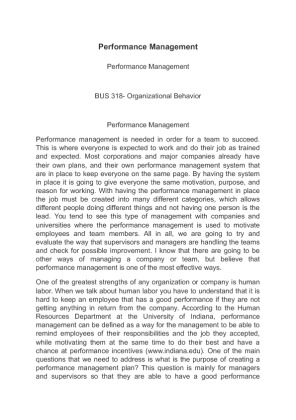 BUS 318 Performance Management
