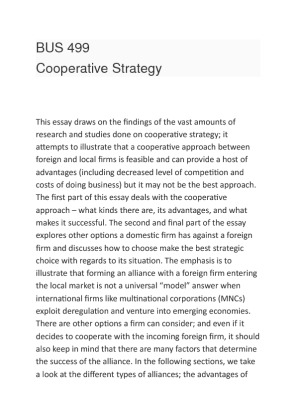 BUS 499 Dq Cooperative Strategy