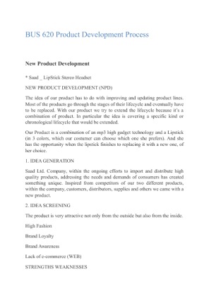 BUS 620 New Product Development Process