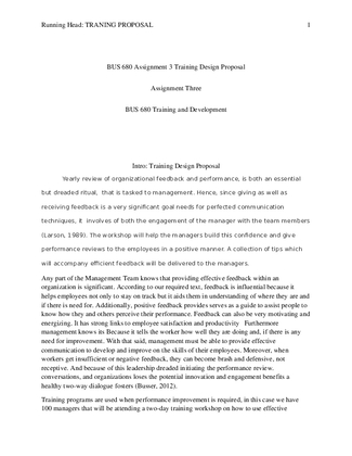 BUS 680 Assignment 3 Training Design Proposal