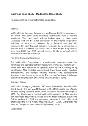Business case study   Mcdonalds Case Study