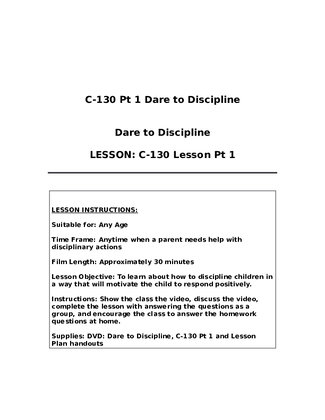 C 130 Lesson Plan 
