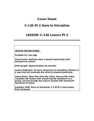 C 130 Lesson Plan 