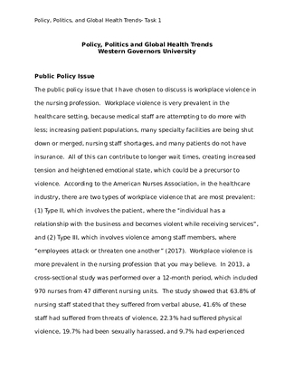 C 159 Policy, Politics, and Global Health Trends  Task 1