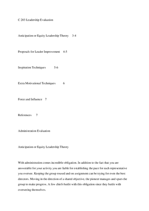 C 203 Leadership Evaluation