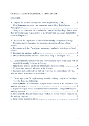 C06 Ethical Leadership TASK 2 PROGRAM DEVELOPMENT