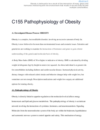 C155 Pathophysiology of Obesity