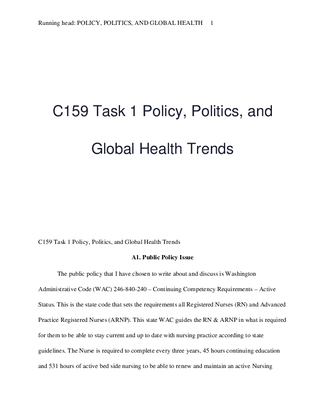 C159 Task 1 Policy, Politics